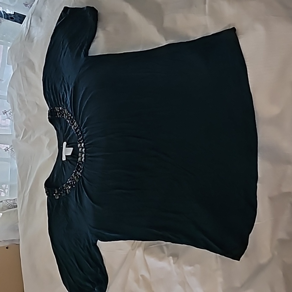 Design History Greenish Blue Top Size 1X